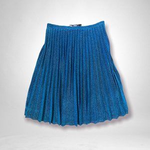 Sinequanone, blue metallic pleated skirt, Size FR42/US8